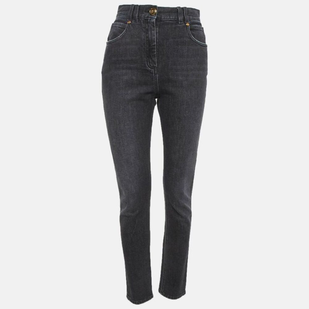 Balmain Black Faded Denim Skinny Jeans M/waist 27"